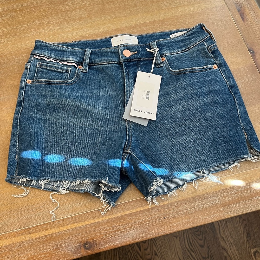 Dear John Dark Blue Distressed Denim Cutoff Shorts
